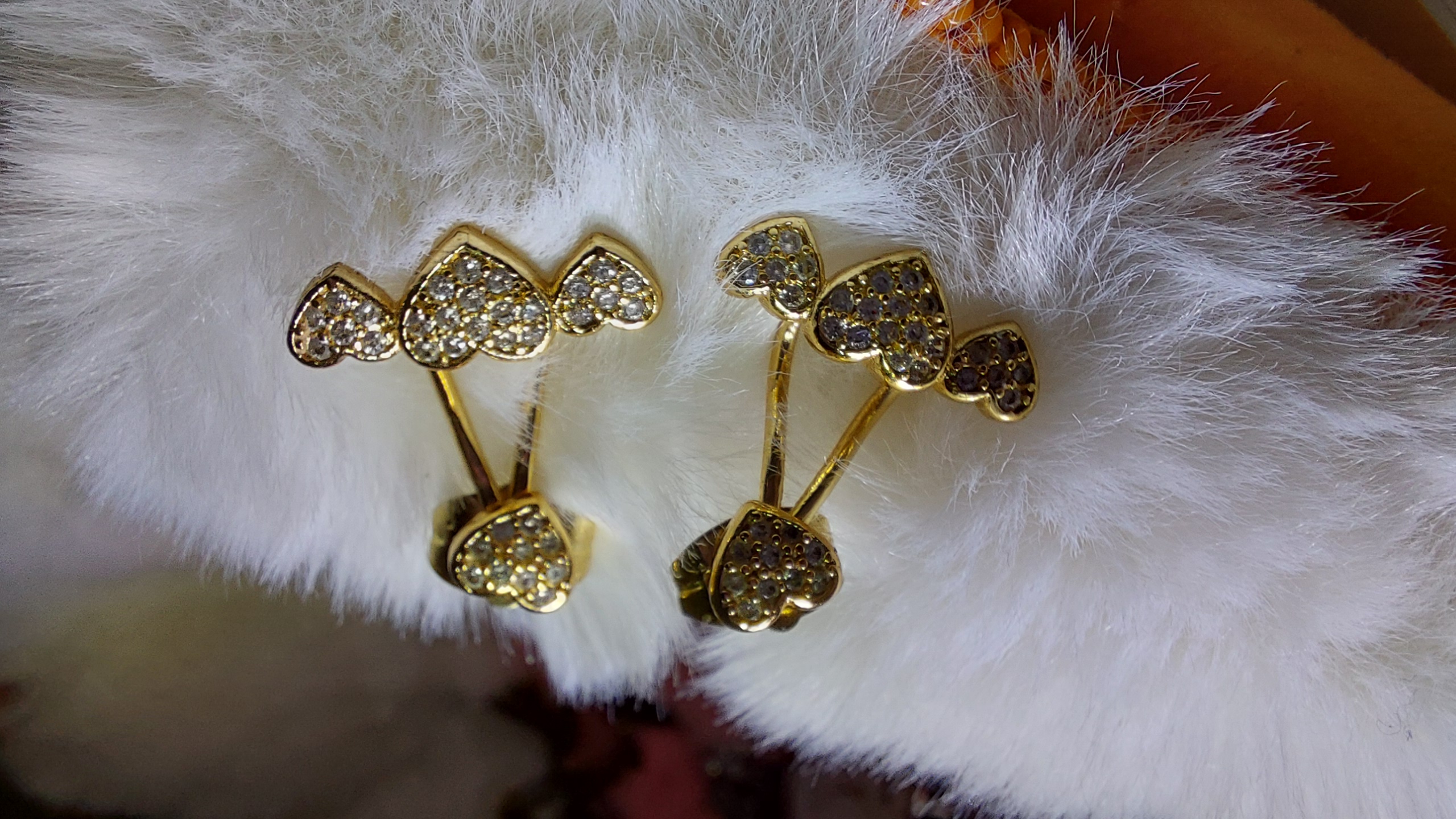 گوشواره طلایی دو تیکه قلبی